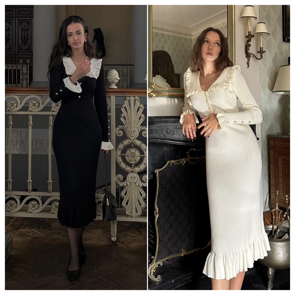 European style retro dress autumn and winter long dress