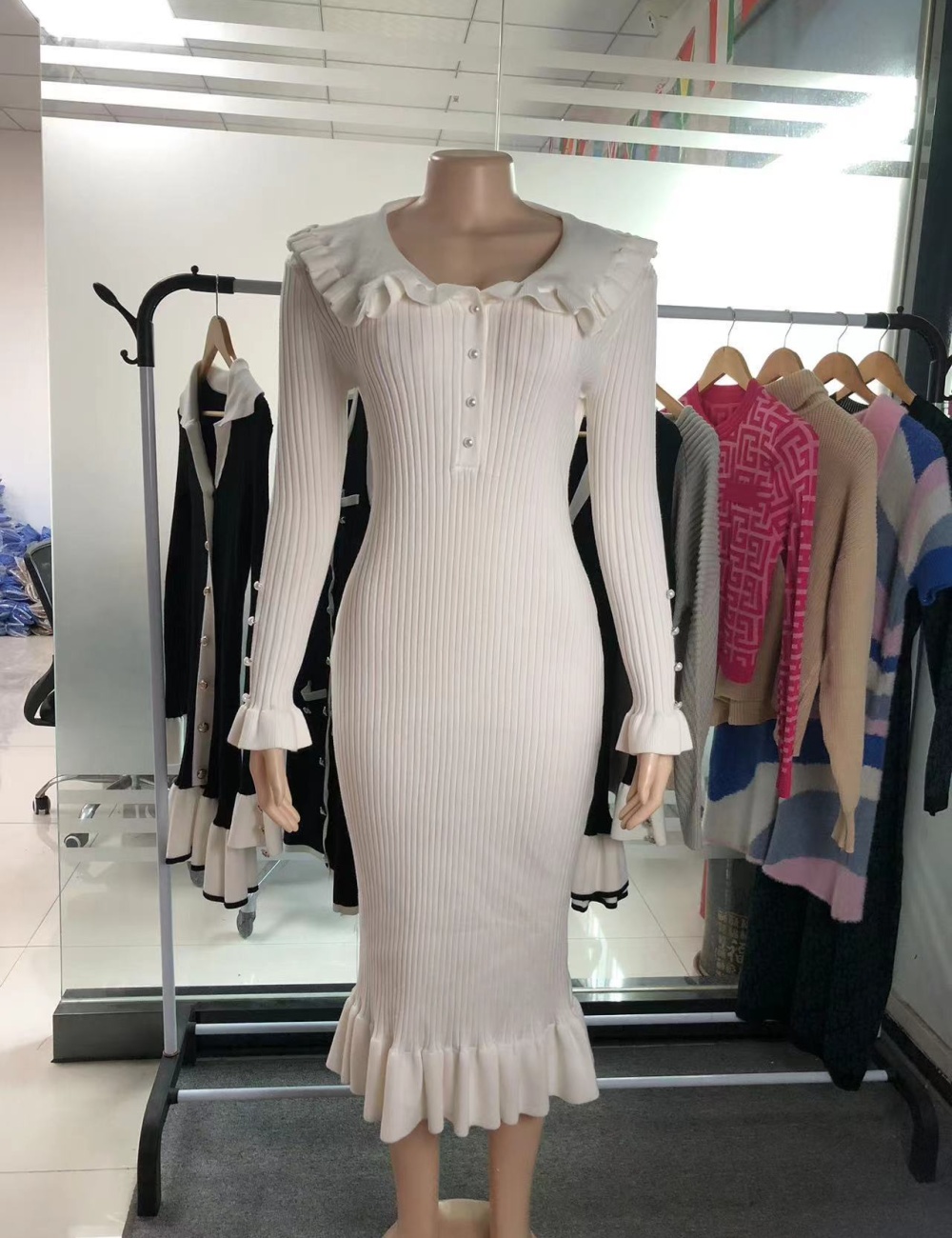 European style retro dress autumn and winter long dress