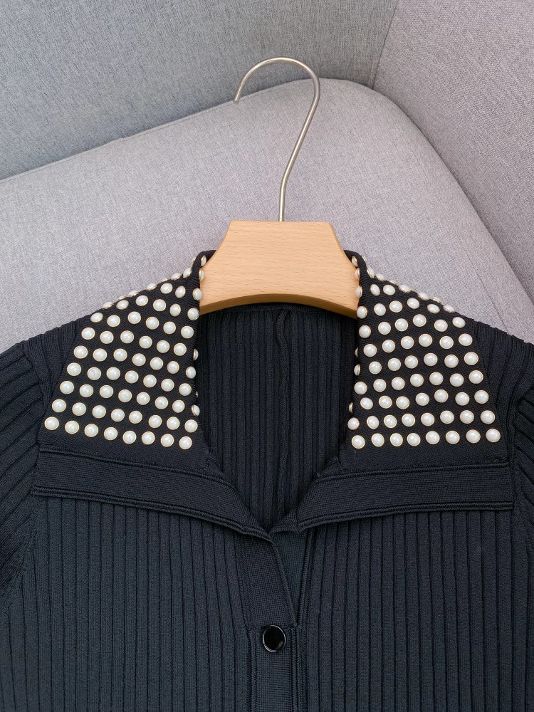 Short sleeve dress lapel long dress