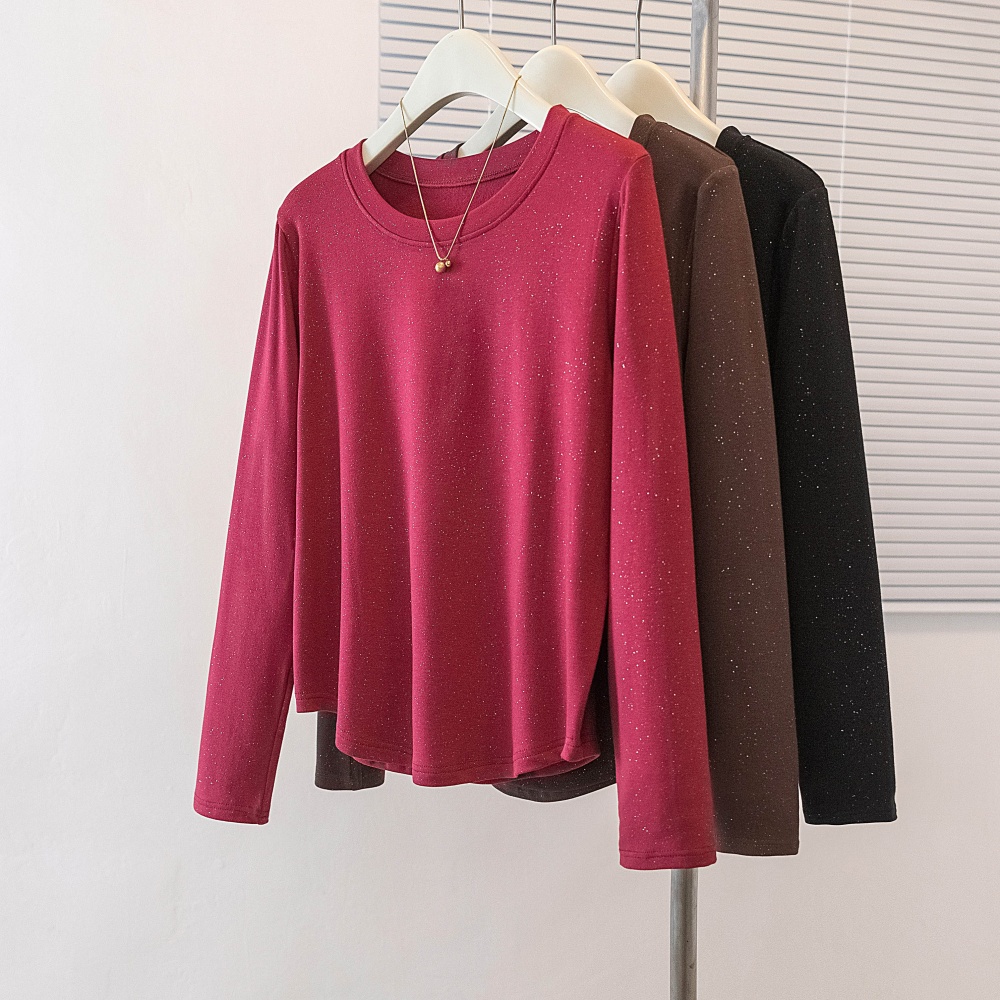 Plus velvet slim T-shirt bottoming tops for women