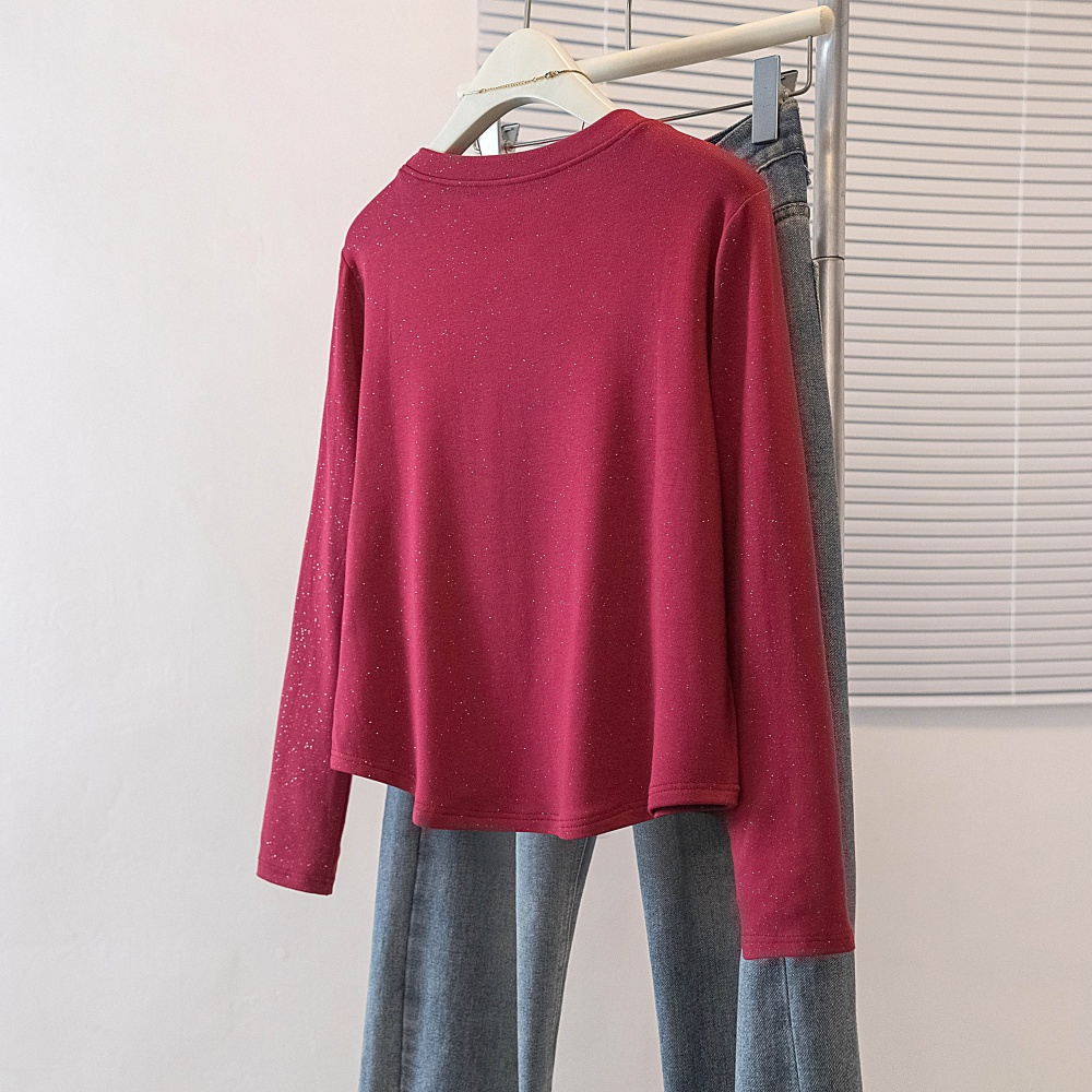 Plus velvet slim T-shirt bottoming tops for women