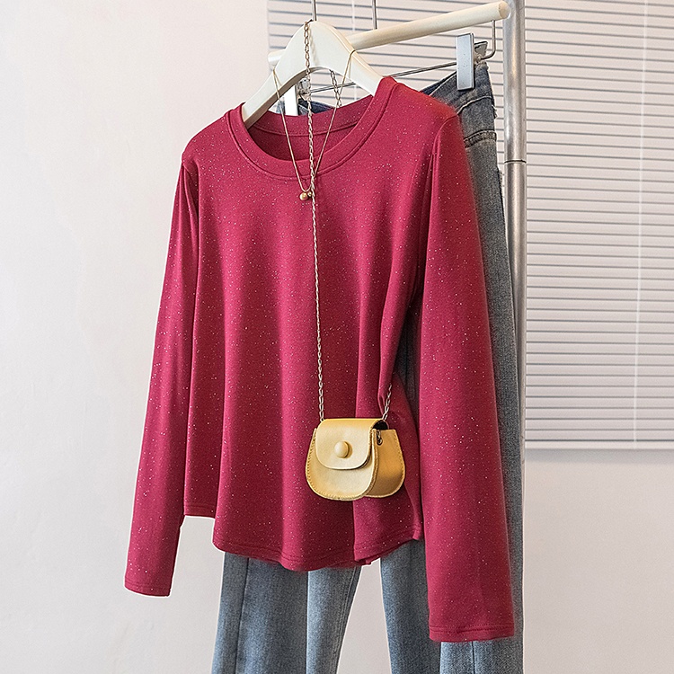 Plus velvet slim T-shirt bottoming tops for women