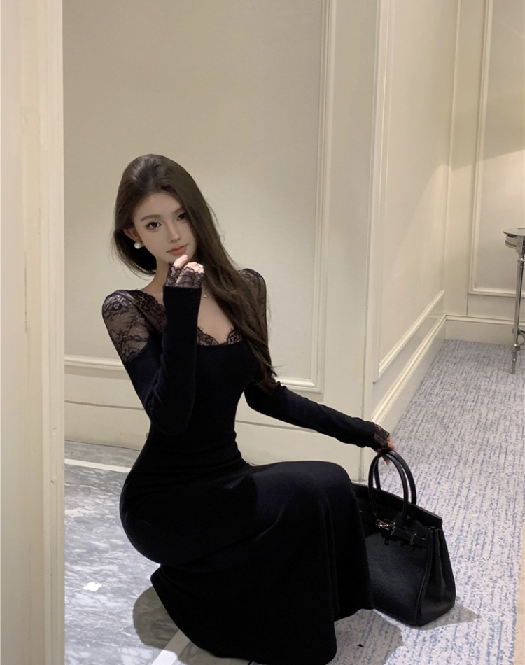 Pinched waist mermaid sexy slim V-neck dress for women