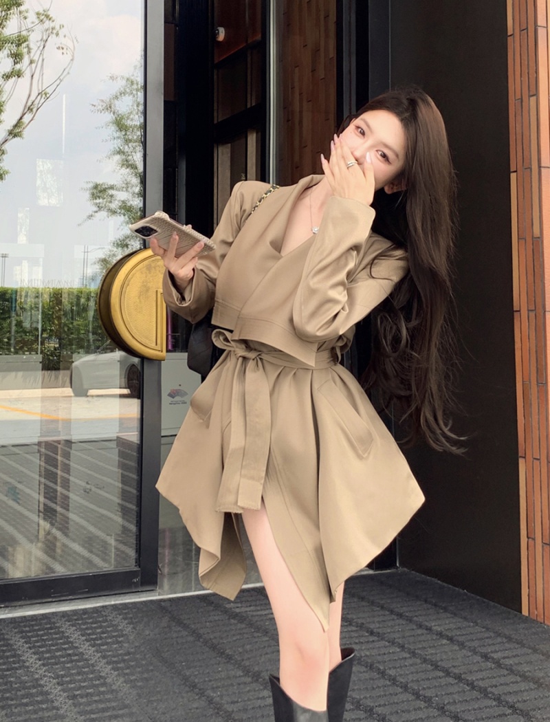 Irregular loose windbreaker sexy coat for women
