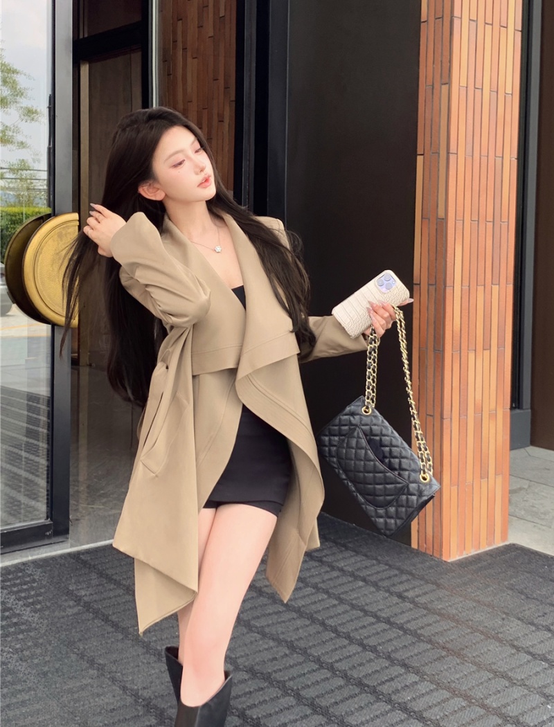 Irregular loose windbreaker sexy coat for women