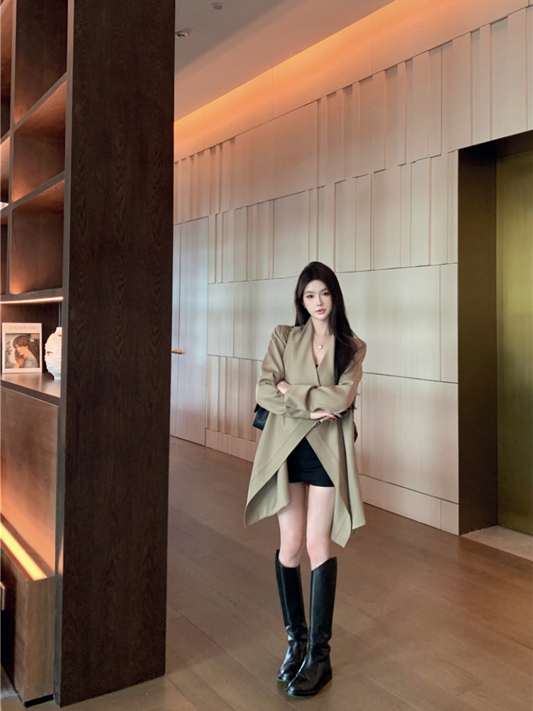 Irregular loose windbreaker sexy coat for women