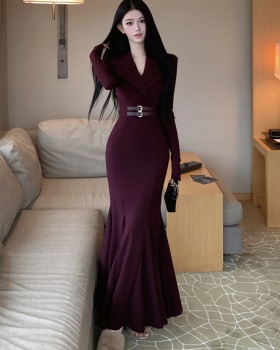 Package hip dress pinched waist long dress for women