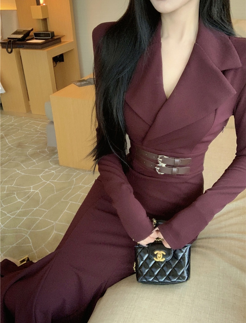 Package hip dress pinched waist long dress for women