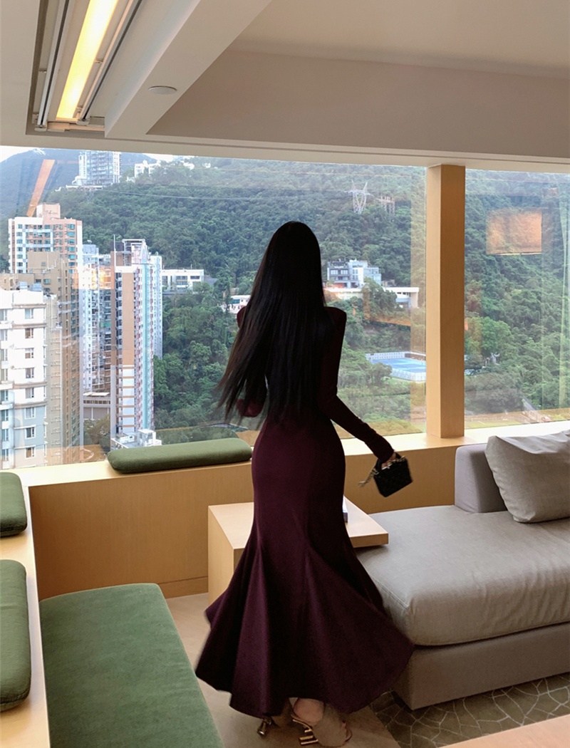 Package hip dress pinched waist long dress for women