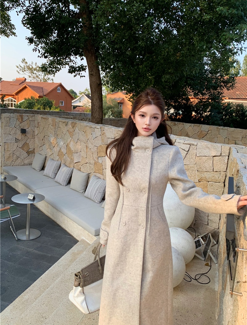 Removable woolen coat temperament overcoat for women