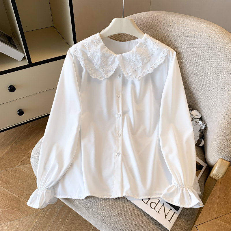 Retro doll collar long sleeve bottoming shirt for women