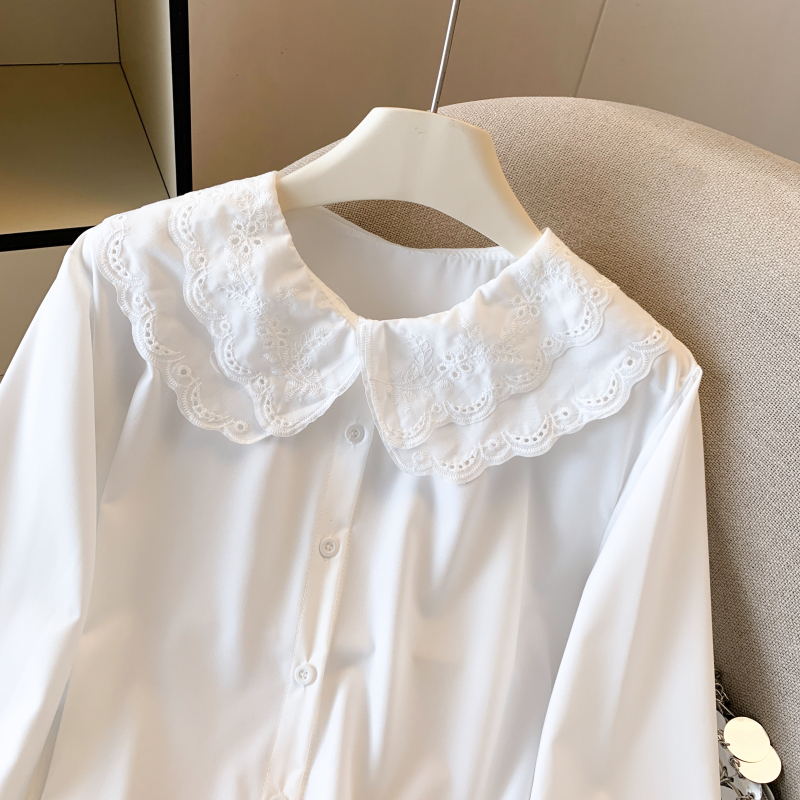 Retro doll collar long sleeve bottoming shirt for women