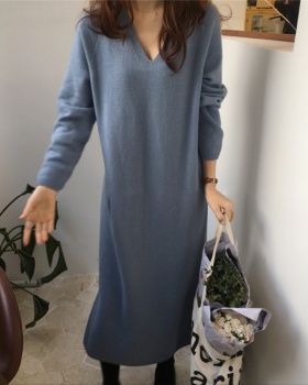 Bottoming knitted sweater dress exceed knee shirts for women