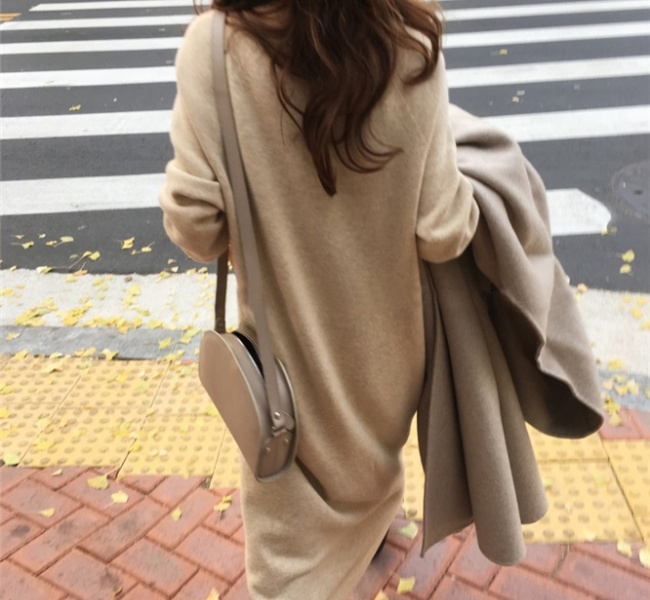 Bottoming knitted sweater dress exceed knee shirts for women