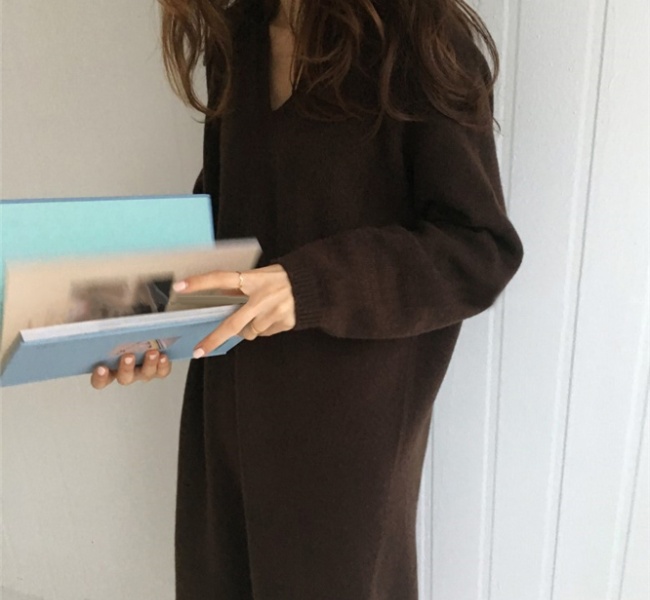 Bottoming knitted sweater dress exceed knee shirts for women