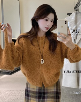 Retro knitted cardigan show young sweater for women