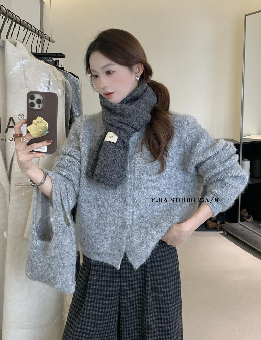 Retro knitted cardigan show young sweater for women