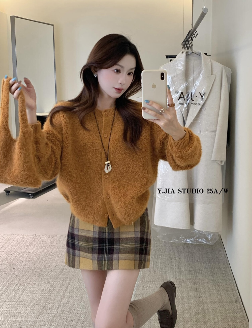 Retro knitted cardigan show young sweater for women