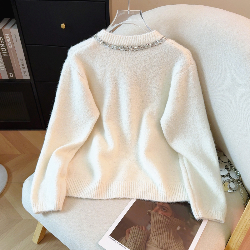 Round neck sequins tops autumn cardigan for women