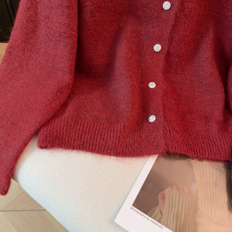 Round neck sequins tops autumn cardigan for women
