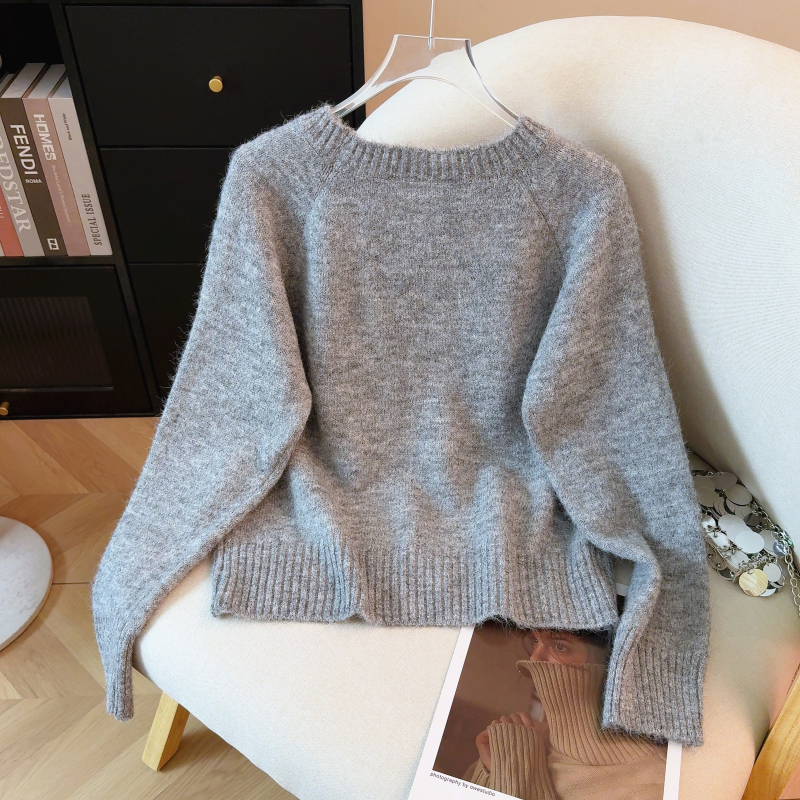 Short flowers tops Korean style round neck sweater for women