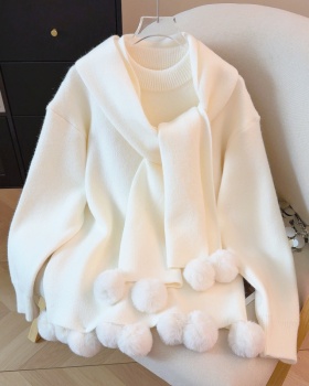 Red winter scarves loose sweater for women