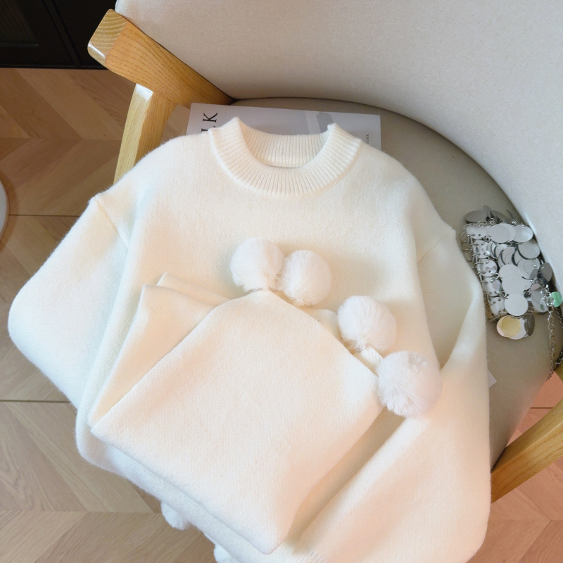 Red winter scarves loose sweater for women