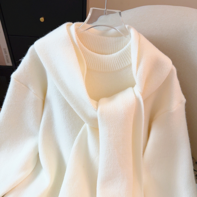 Red winter scarves loose sweater for women