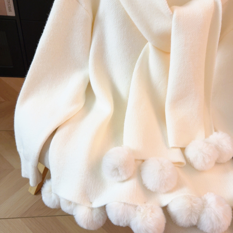 Red winter scarves loose sweater for women