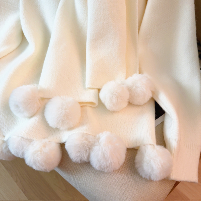 Red winter scarves loose sweater for women