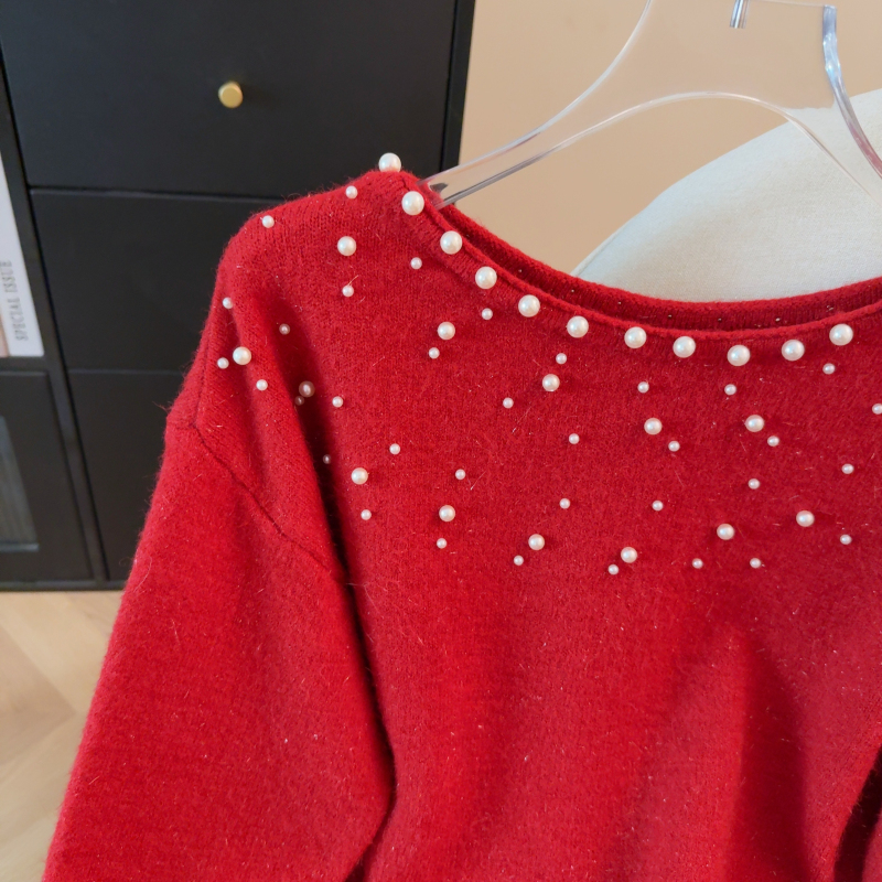 Knitted round neck sweater loose tops for women