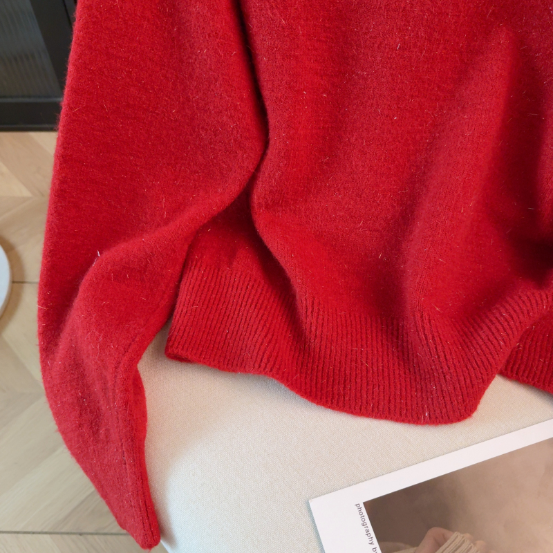 Knitted round neck sweater loose tops for women