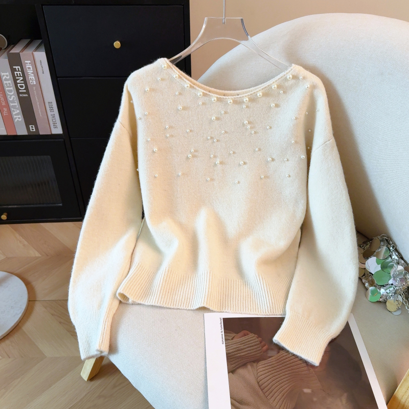 Knitted round neck sweater loose tops for women