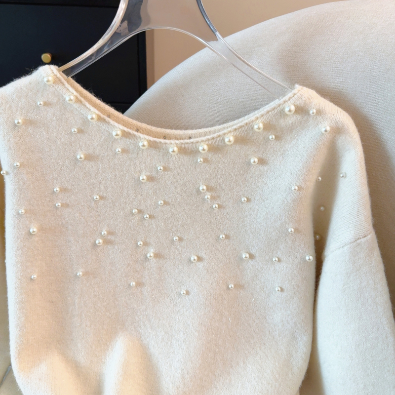 Knitted round neck sweater loose tops for women