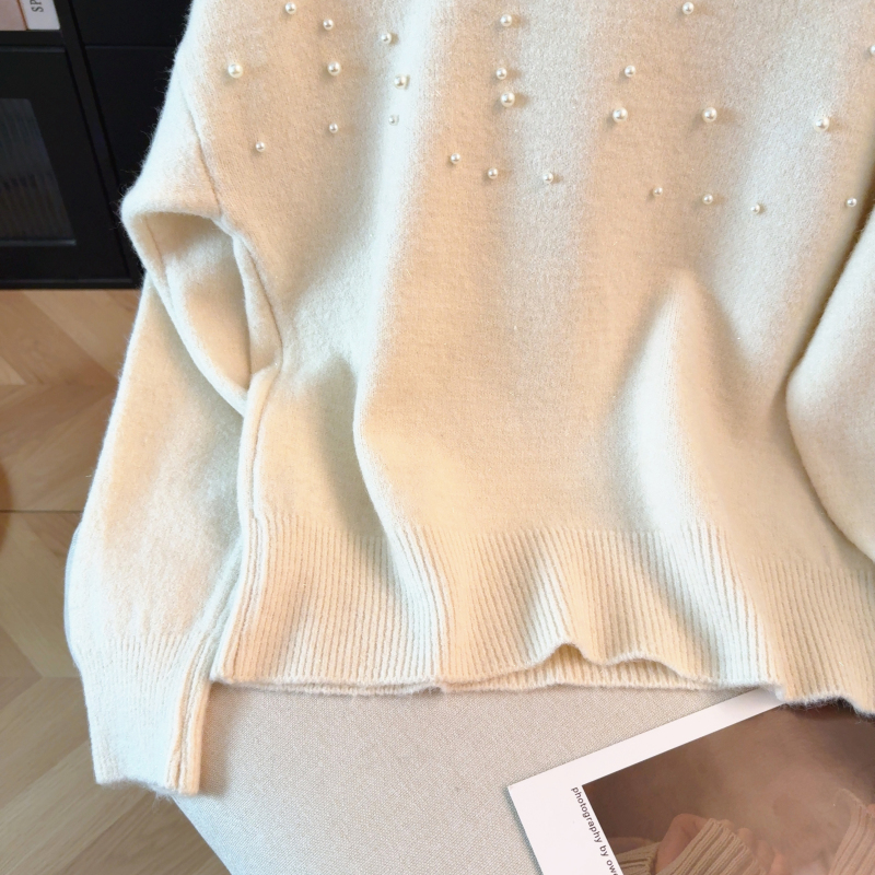 Knitted round neck sweater loose tops for women