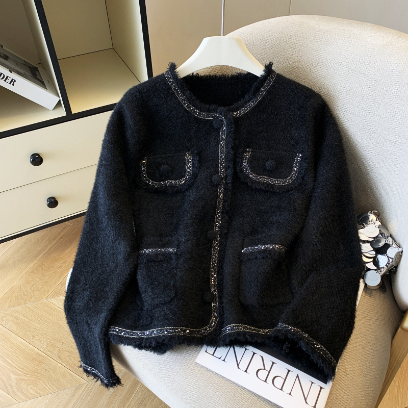 Mink velvet sweater chanelstyle coat for women