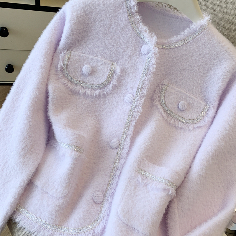 Mink velvet sweater chanelstyle coat for women