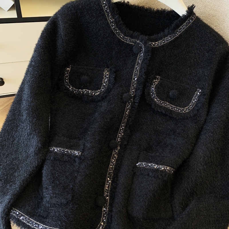 Mink velvet sweater chanelstyle coat for women