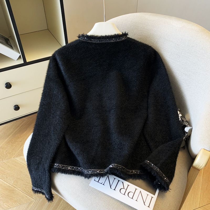 Mink velvet sweater chanelstyle coat for women
