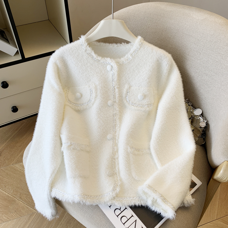 Mink velvet sweater chanelstyle coat for women