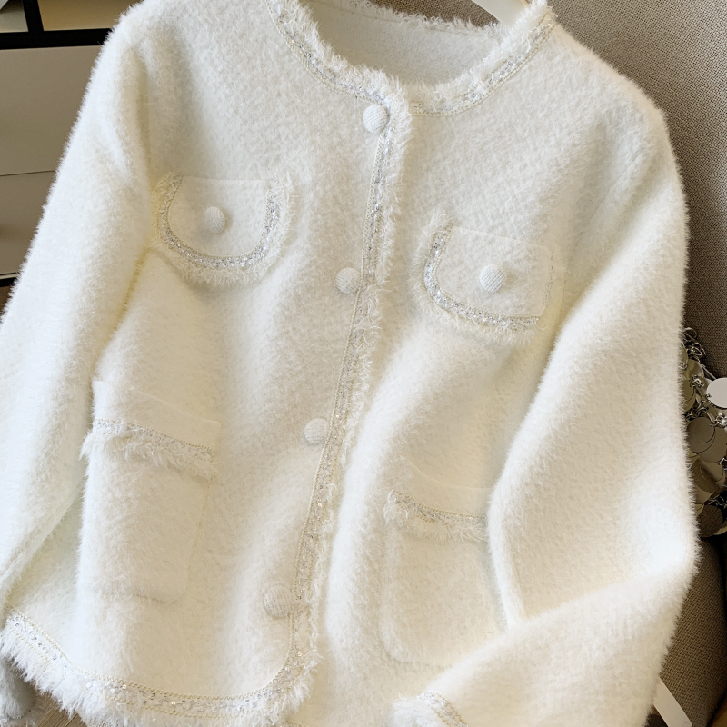 Mink velvet sweater chanelstyle coat for women