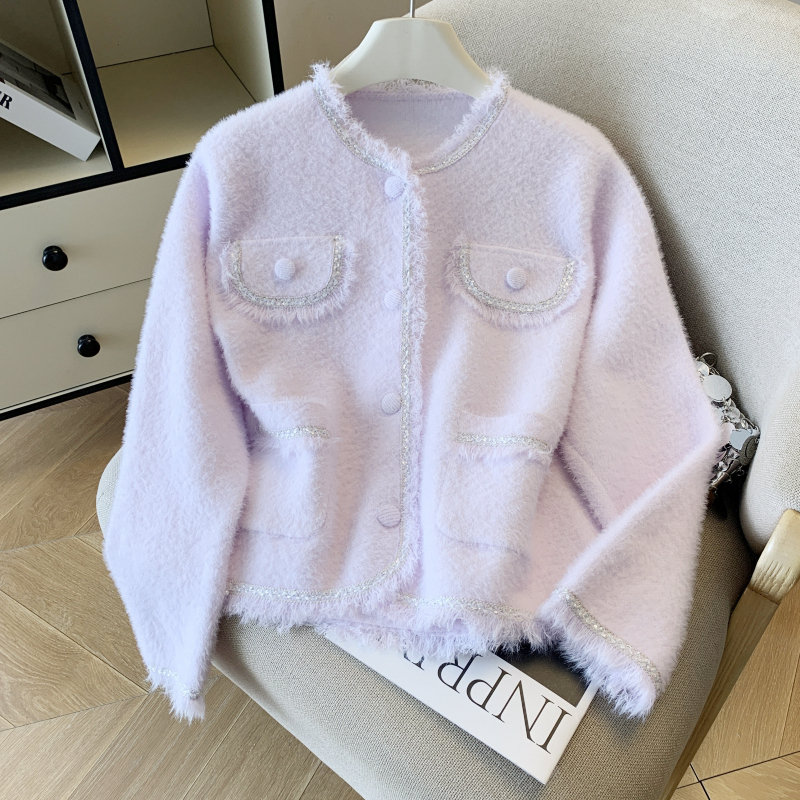 Mink velvet sweater chanelstyle coat for women