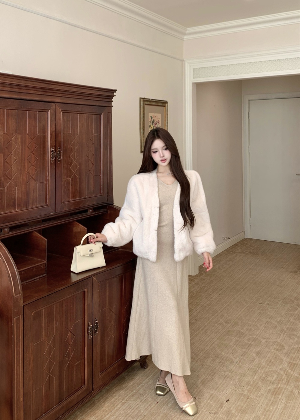 Autumn and winter thermal coat temperament fur coat for women