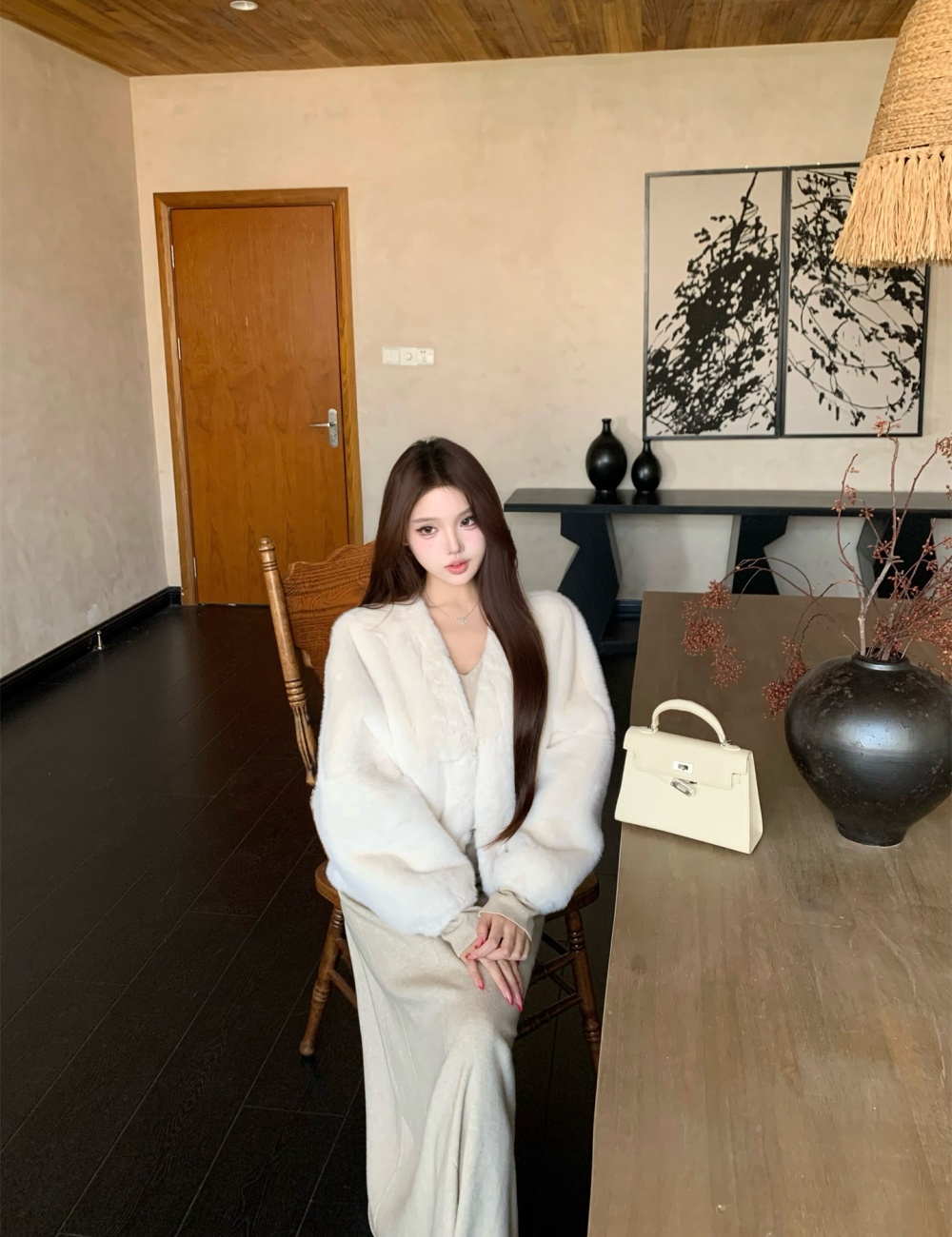 Autumn and winter thermal coat temperament fur coat for women