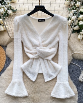 Split retro sweater ladies tops for women