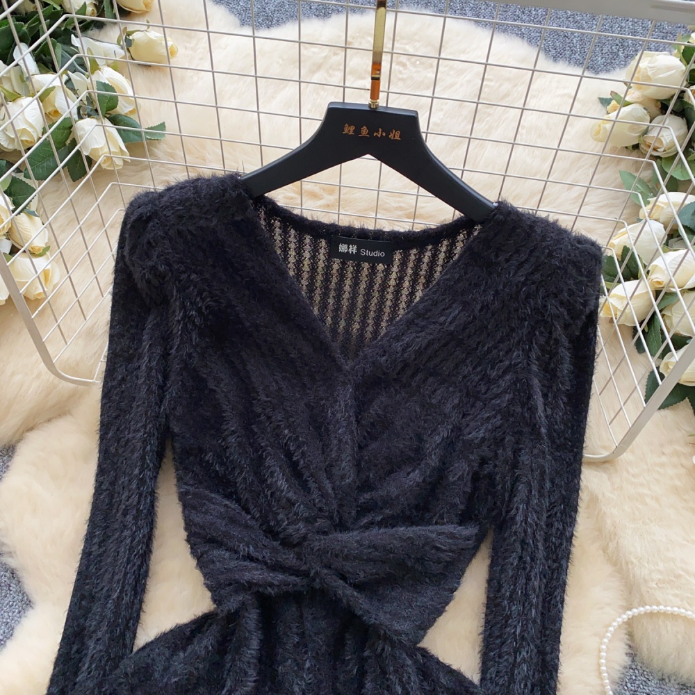 Split retro sweater ladies tops for women