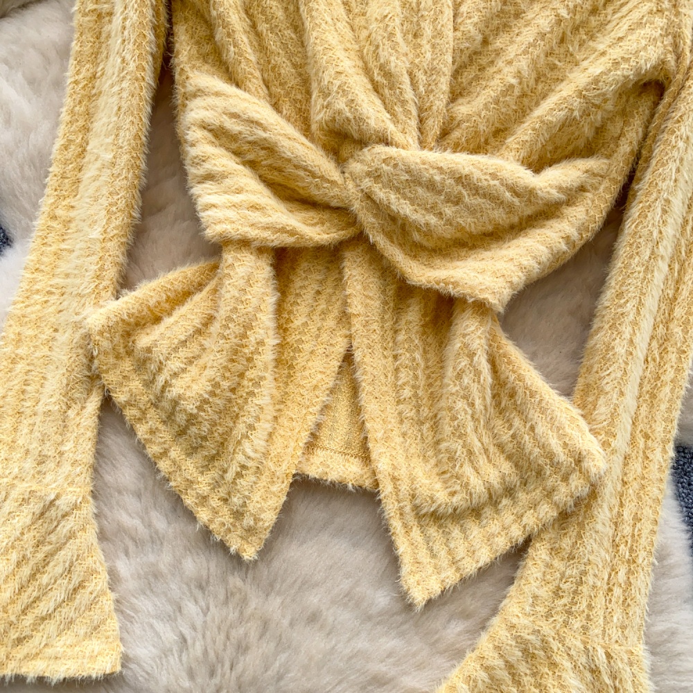 Split retro sweater ladies tops for women