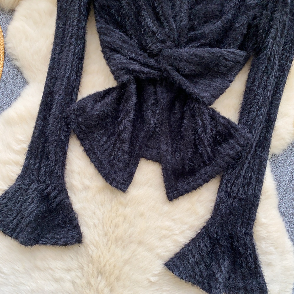 Split retro sweater ladies tops for women