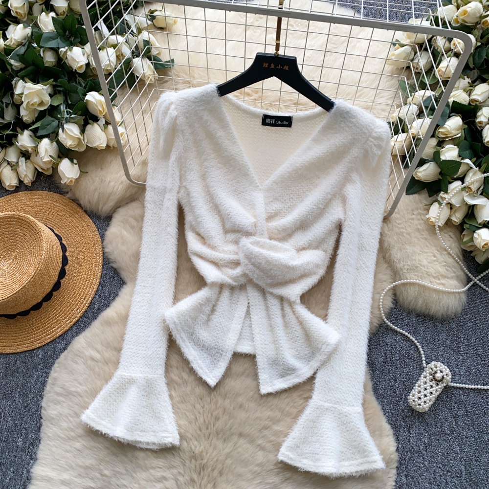 Split retro sweater ladies tops for women