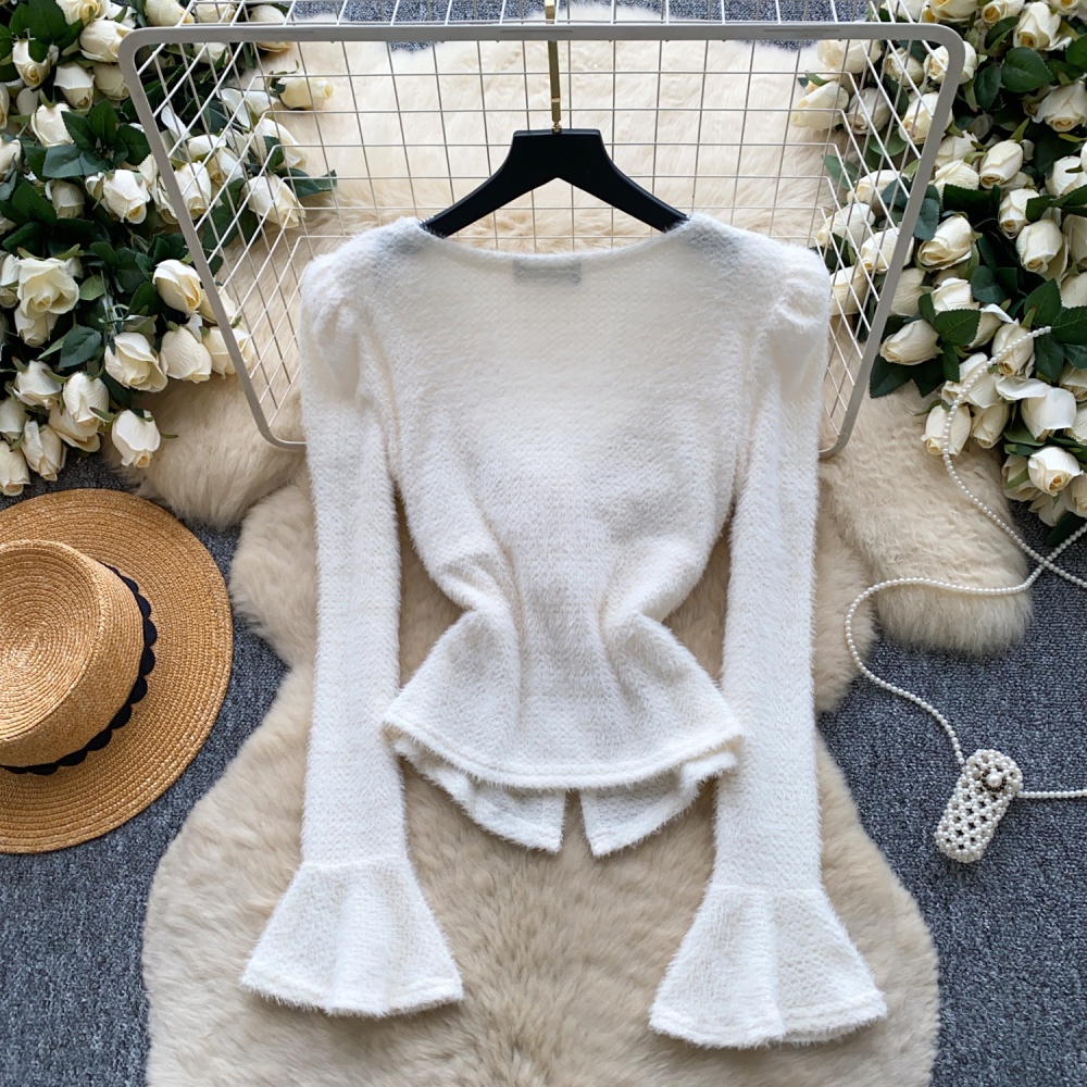 Split retro sweater ladies tops for women